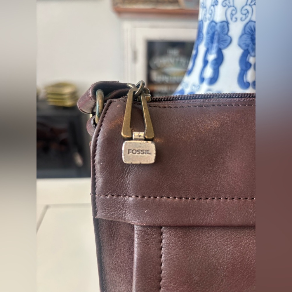 Fossil Brown Leather Crossbody Bag